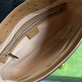 Gucci 636709 Jackie 1961 Malá taška z pštrosí kůže Hnědá