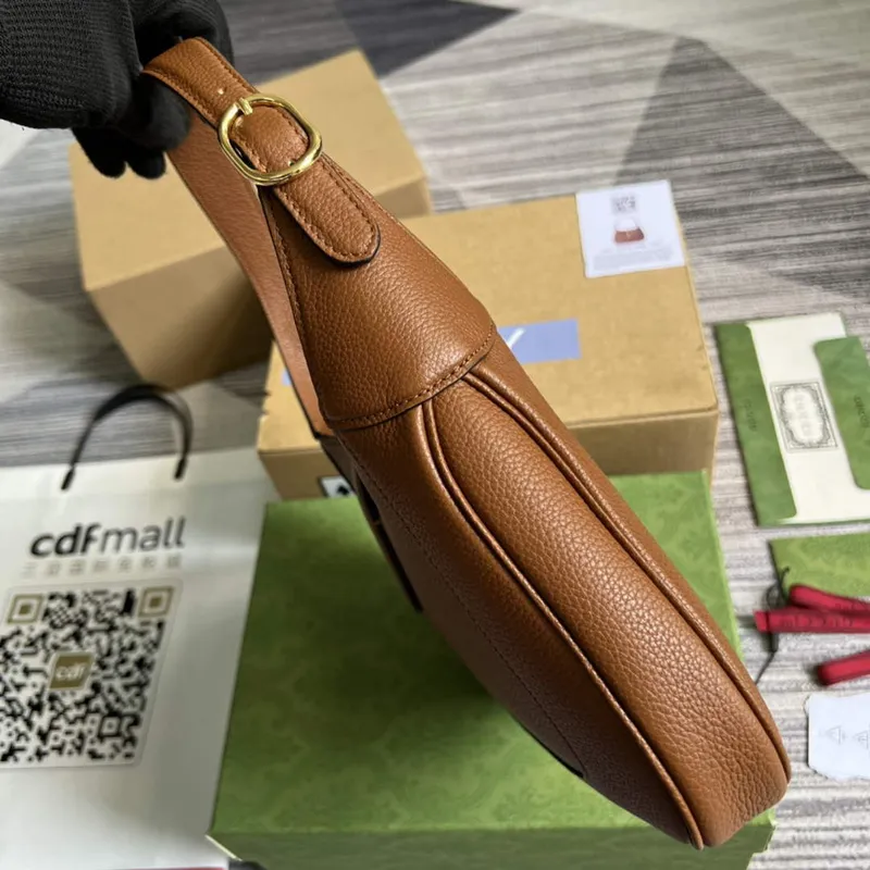 Gucci 636709 Jackie 1961 Malá taška z přírodní kůže Hnědá