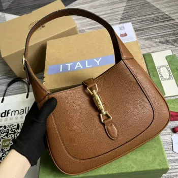 Gucci 636709 Jackie 1961 Malá taška z přírodní kůže Hnědá