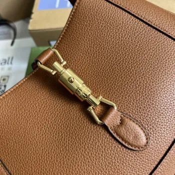 Gucci 636709 Jackie 1961 Malá taška z přírodní kůže Hnědá