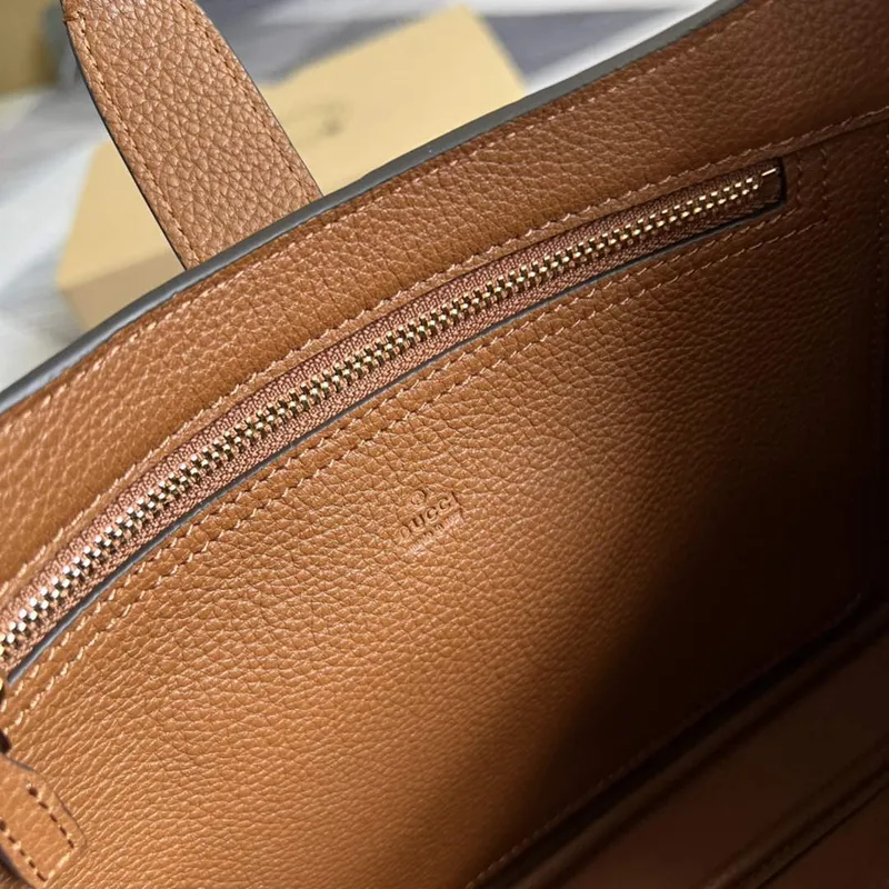 Gucci 636709 Jackie 1961 Malá taška z přírodní kůže Hnědá