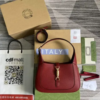 Gucci 636709 Jackie 1961 Malá taška z přírodní kůže červená