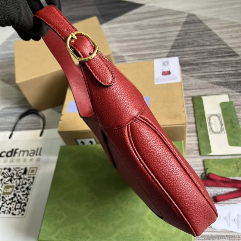 Gucci 636709 Jackie 1961 Malá taška z přírodní kůže červená