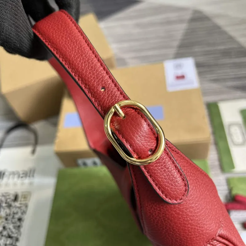 Gucci 636709 Jackie 1961 Malá taška z přírodní kůže červená