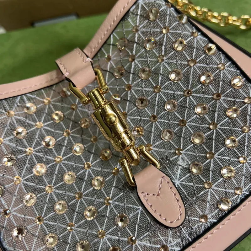 Gucci 677027 Jackie 1961 Mini Crystal taška Růžová