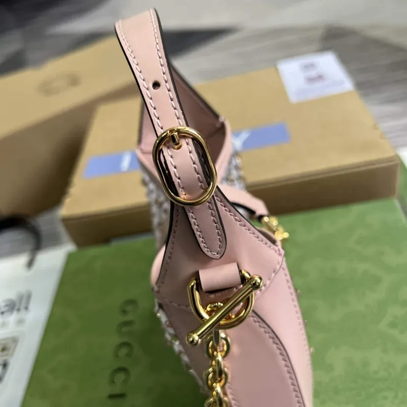 Gucci 677027 Jackie 1961 Mini Crystal taška Růžová