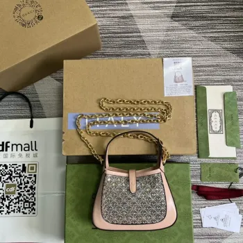Gucci 677027 Jackie 1961 Mini Crystal taška Růžová