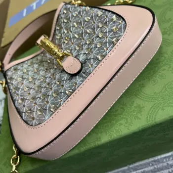 Gucci 677027 Jackie 1961 Mini Crystal taška Růžová