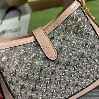 Gucci 677027 Jackie 1961 Mini Crystal taška Růžová