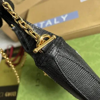 Gucci 677027 Jackie 1961 Mini Crystal GG ještěrka taška Černá