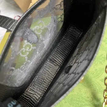 Gucci 677027 Jackie 1961 Mini Crystal GG ještěrka taška Černá