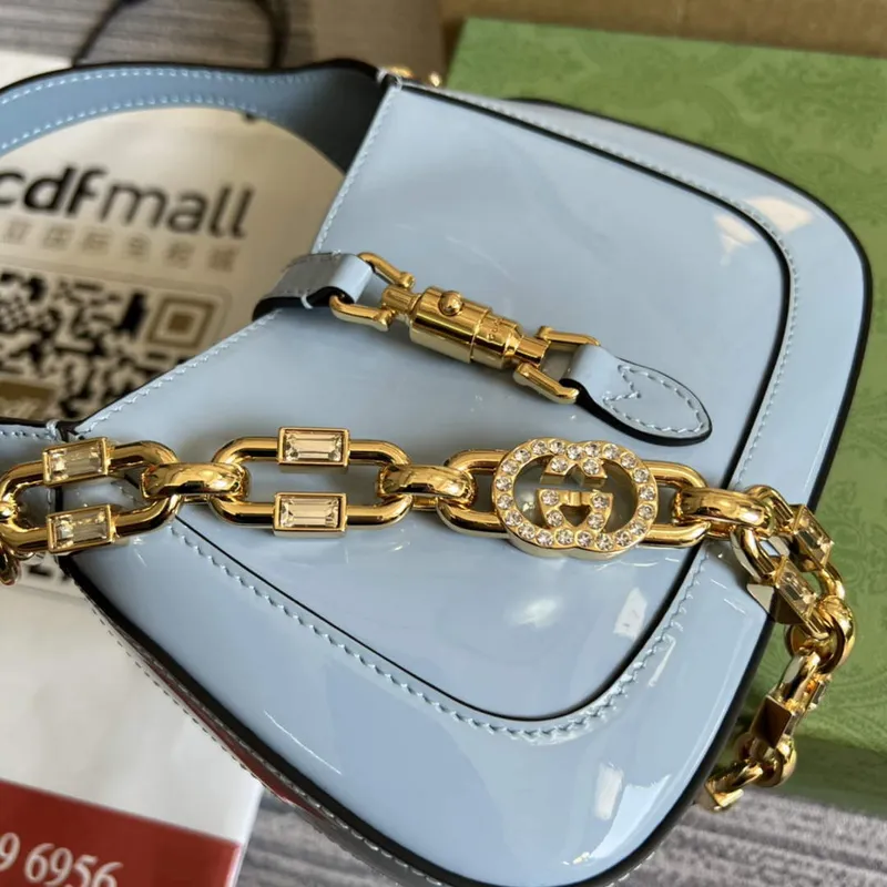 Gucci 699651 Jackie 1961 Mini Ramenní Taška Světle modrá