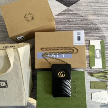 Gucci 672251 GG Marmont matelassé Mini IPhone taška černá
