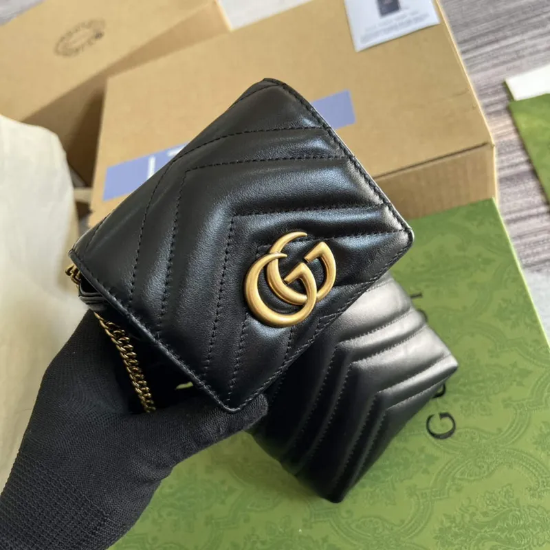 Gucci 672251 GG Marmont matelassé Mini IPhone taška černá
