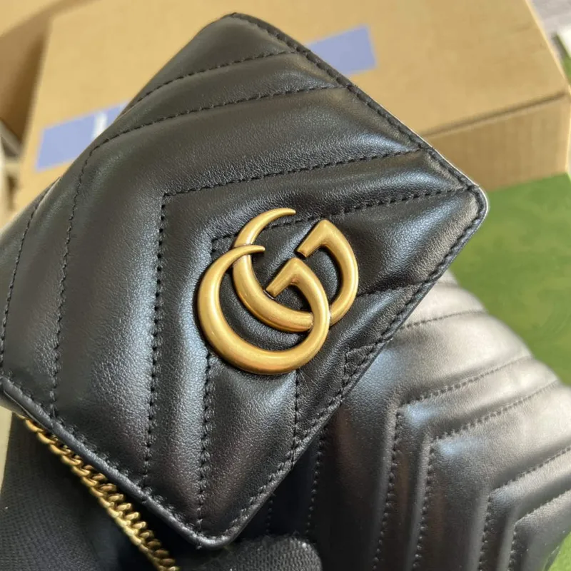 Gucci 672251 GG Marmont matelassé Mini IPhone taška černá