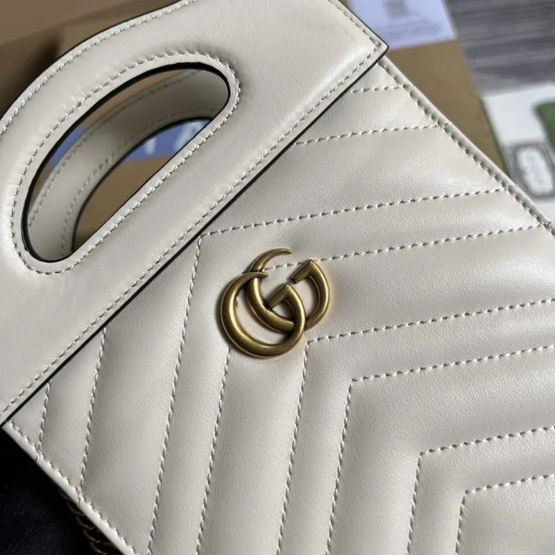 Gucci 699756 GG Marmont mini kabelka s horním uchem Bílá