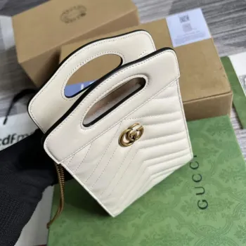 Gucci 699756 GG Marmont mini kabelka s horním uchem Bílá