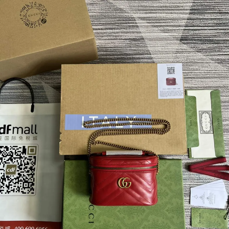 Gucci 699515 GG Marmont Mini Taška s Horním Uchem Červená