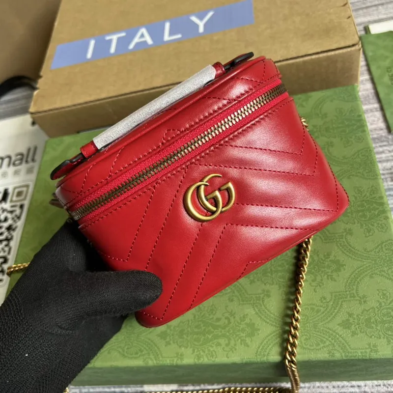 Gucci 699515 GG Marmont Mini Taška s Horním Uchem Červená
