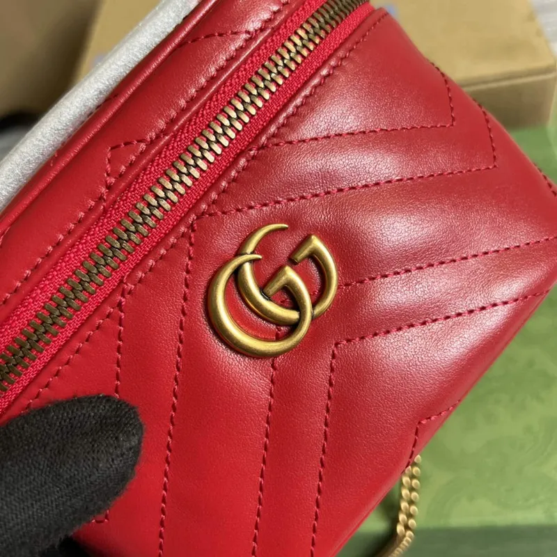 Gucci 699515 GG Marmont Mini Taška s Horním Uchem Červená