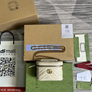 Gucci 699515 GG Marmont Mini Taška s Horním Držadlem Bílá