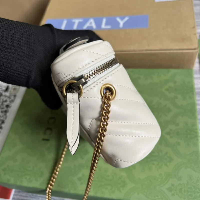 Gucci 699515 GG Marmont Mini Taška s Horním Držadlem Bílá