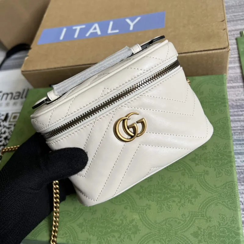 Gucci 699515 GG Marmont Mini Taška s Horním Držadlem Bílá