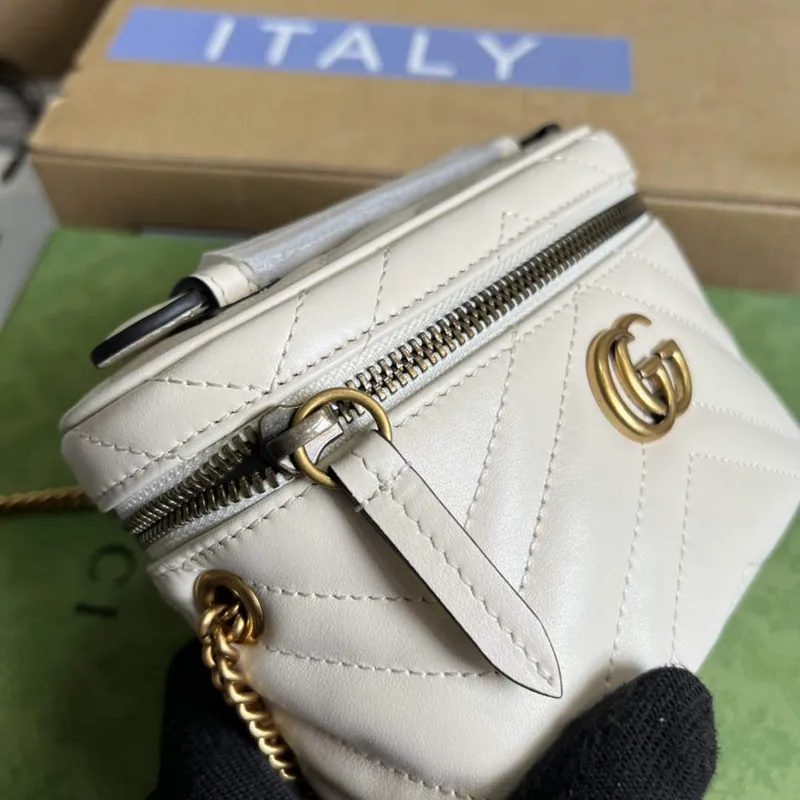 Gucci 699515 GG Marmont Mini Taška s Horním Držadlem Bílá