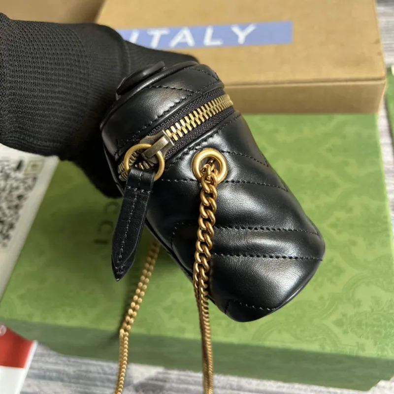 Gucci 699515 GG Marmont Mini Taška s Horním Uchem Černá