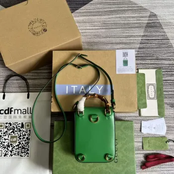 Gucci 702106 Mini kabelka Bamboo Zelená