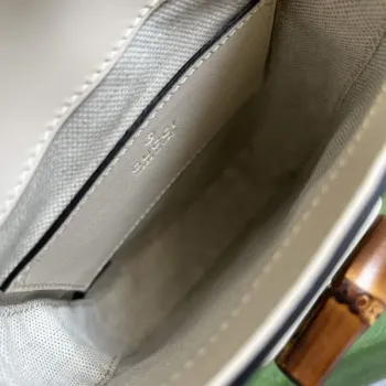 Gucci 702106 Mini kabelka z bambusu bílá