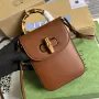 Gucci 702106 Mini kabelka z bambusu Hnědá