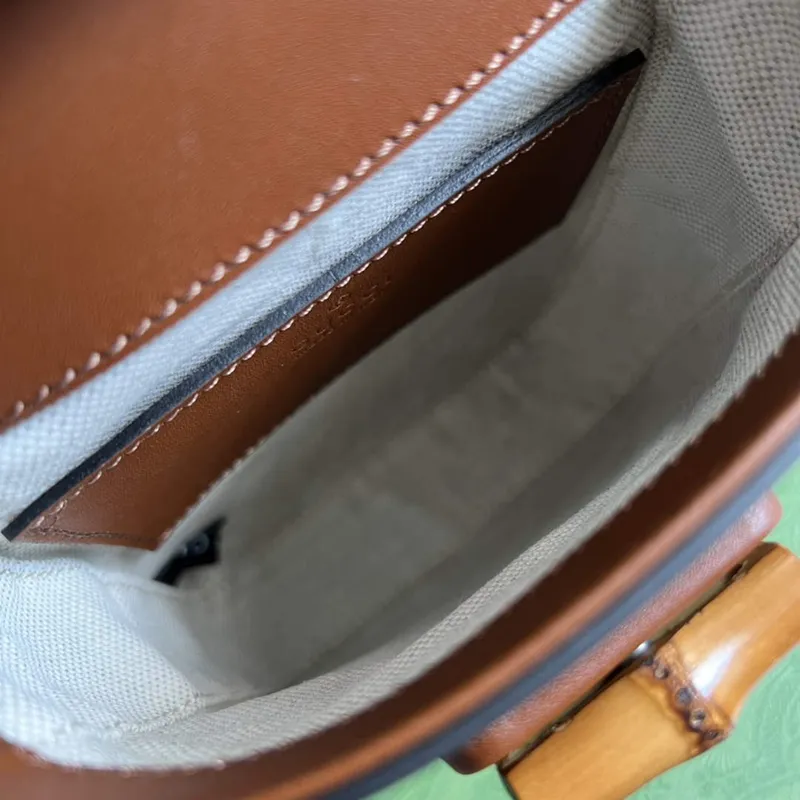 Gucci 702106 Mini kabelka z bambusu Hnědá