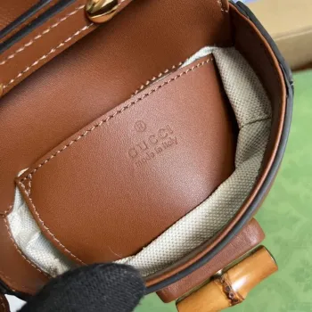 Gucci 702106 Mini kabelka z bambusu Hnědá