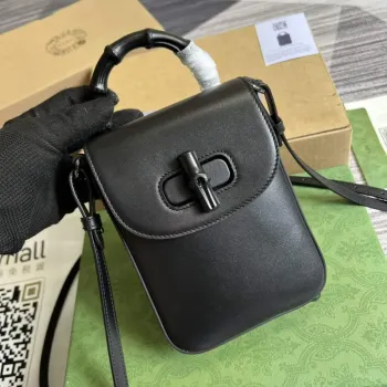 Gucci 702106 Černá bambusová mini kabelka Černá