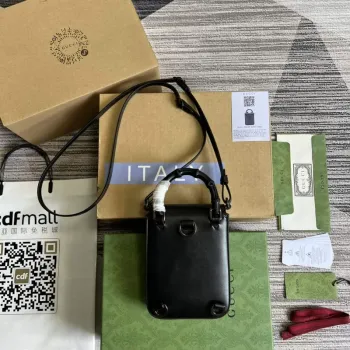 Gucci 702106 Černá bambusová mini kabelka Černá
