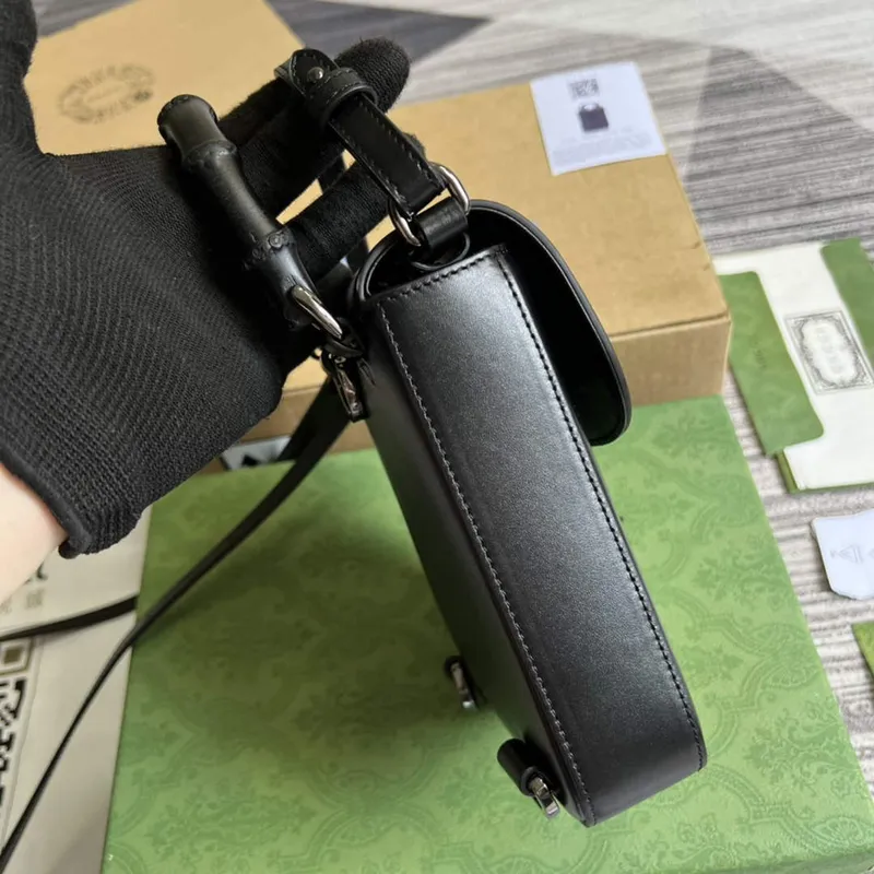 Gucci 702106 Černá bambusová mini kabelka Černá