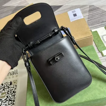 Gucci 702106 Černá bambusová mini kabelka Černá