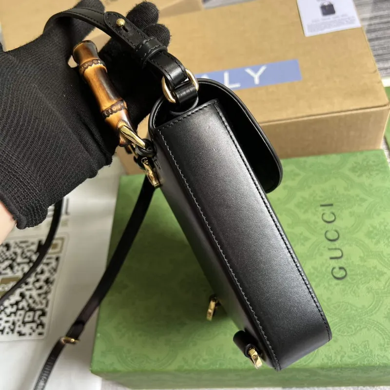 Gucci 702106 Mini kabelka z bambusu černá