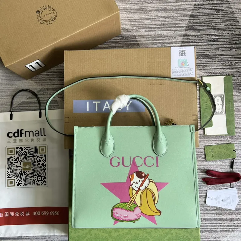 Gucci 659983 Bananya Print Malá taška světle zelená