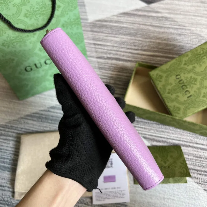 Gucci 456117 GG Marmont Kožená peněženka na zip světle fialová