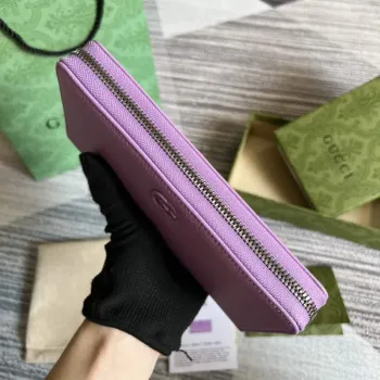 Gucci 456117 GG Marmont Kožená peněženka na zip světle fialová