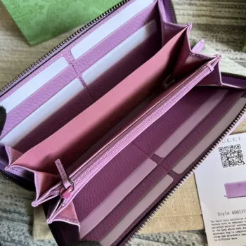 Gucci 456117 GG Marmont Kožená peněženka na zip světle fialová