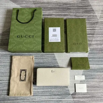 Gucci 456117 GG Marmont Kožená peněženka na zip Bílá