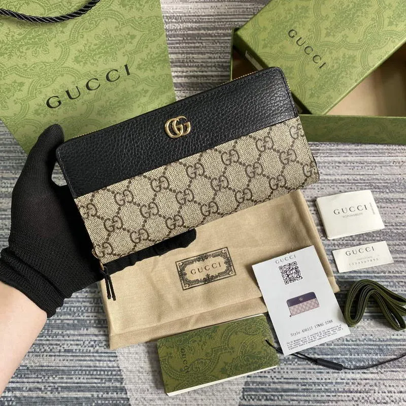 Gucci 456117 GG Marmont Zip Around Peněženka Černá