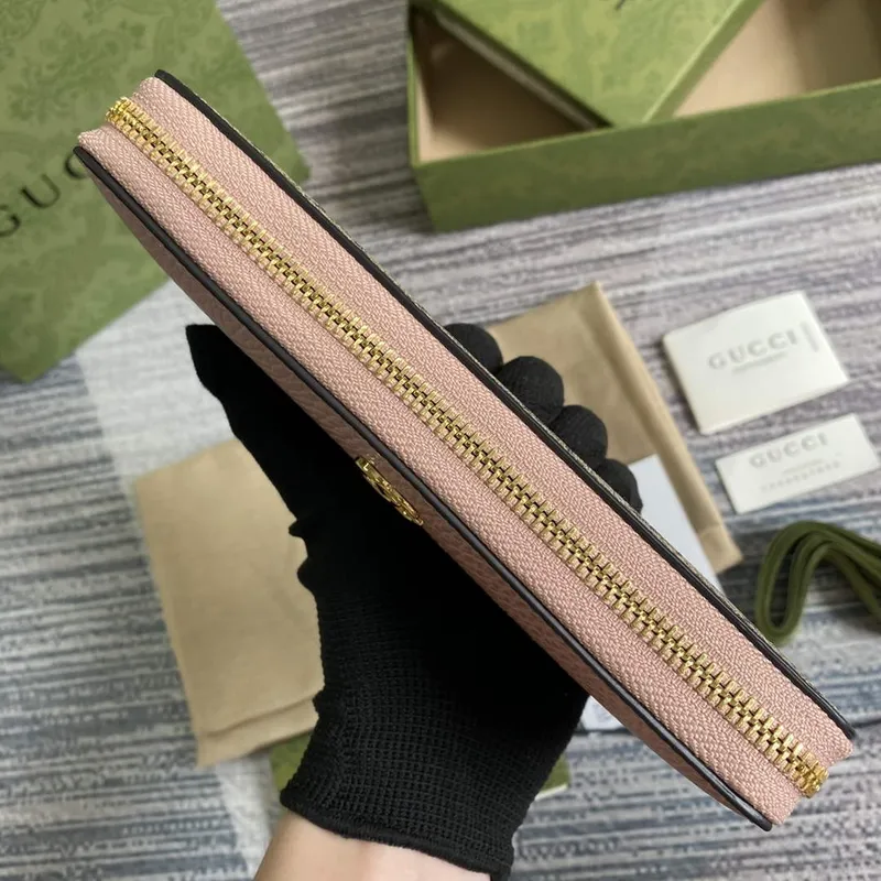 Gucci 456117 GG Marmont Zip Around Peněženka Růžová