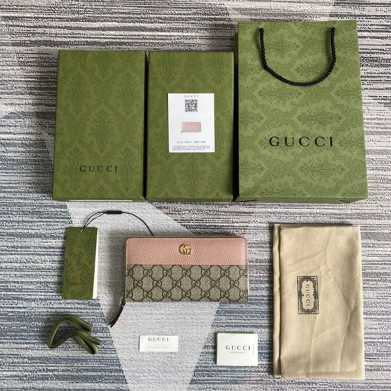 Gucci 456117 GG Marmont Zip Around Peněženka Růžová