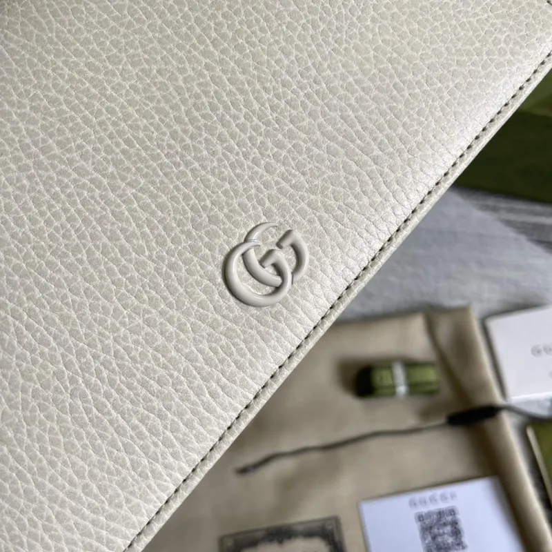 Gucci 497985 GG Marmont Kožená Mini Řetízková Taška Bílá