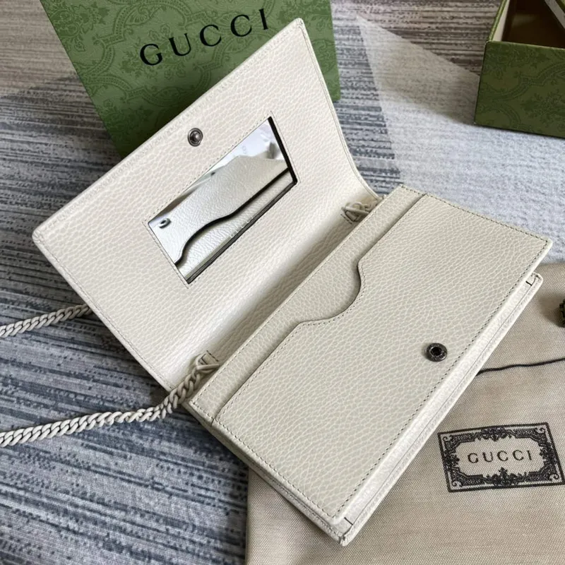 Gucci 497985 GG Marmont Kožená Mini Řetízková Taška Bílá