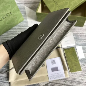 Gucci 497985 GG Marmont Kožená Mini Řetízková Taška Tmavě šedá